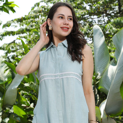 Lined Linen-Blend Kurta Set