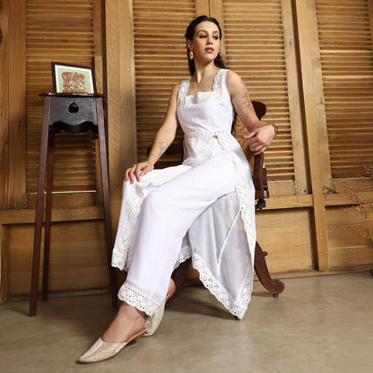 Threadwork Side-Slit Kurta Set