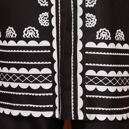 Indie Flora Lined-Imprint Kurta Set