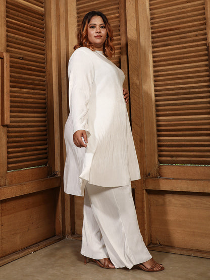 Solid Pleated Kurta Set