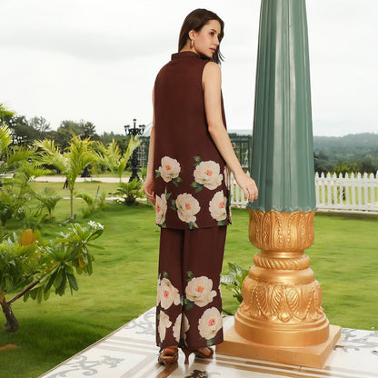 Flared Roses-Imprint Kurta Set