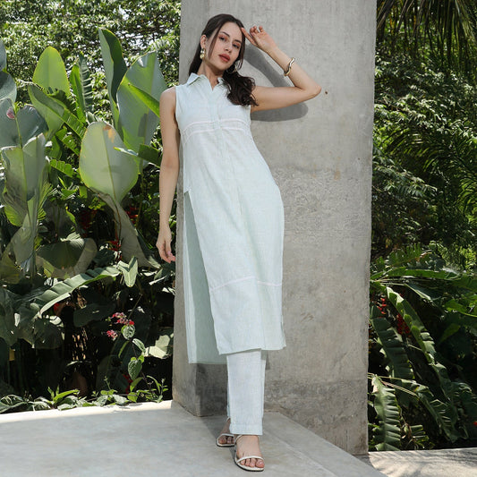 Pinstriped Kurta Set