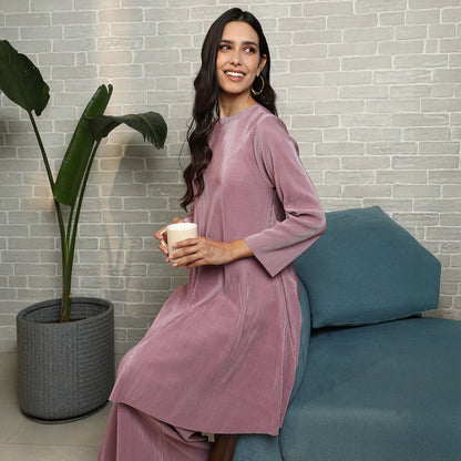 Solid Pleated Kurta Set