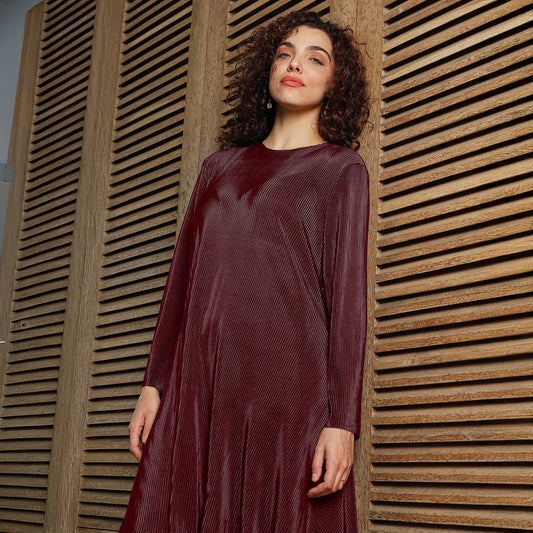 Solid Pleated Kurta Set