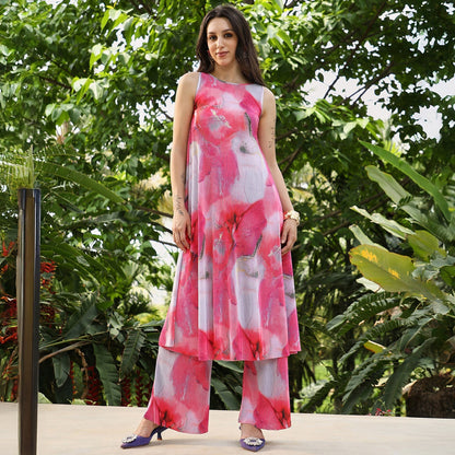 Floral Pleated-Halter Co-Ord Set