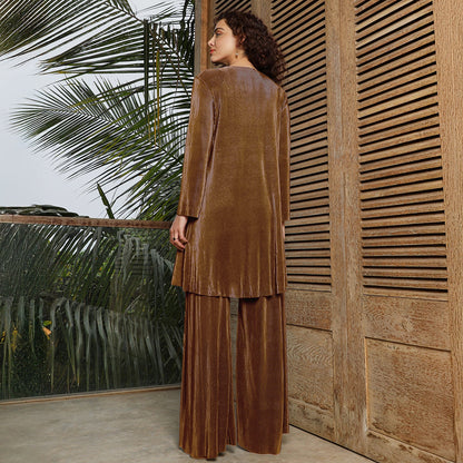 Solid Pleated Kurta Set