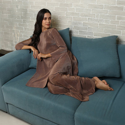 Solid Pleated Kurta Set