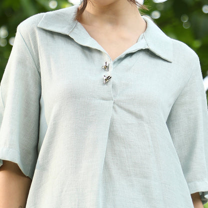 Solid Linen-Blend Kurta Set