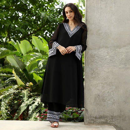 Folaige-Lined Kurta Set