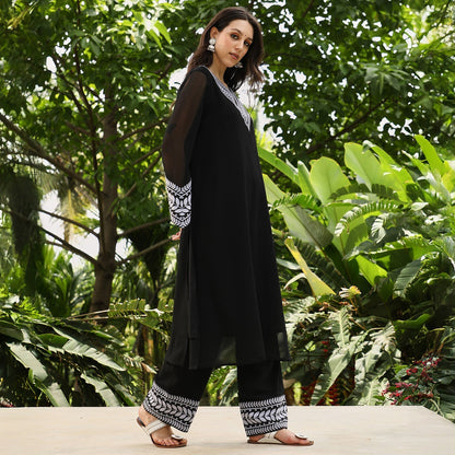 Folaige-Lined Kurta Set