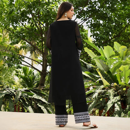 Folaige-Lined Kurta Set