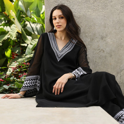 Folaige-Lined Kurta Set