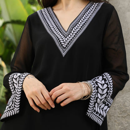 Folaige-Lined Kurta Set