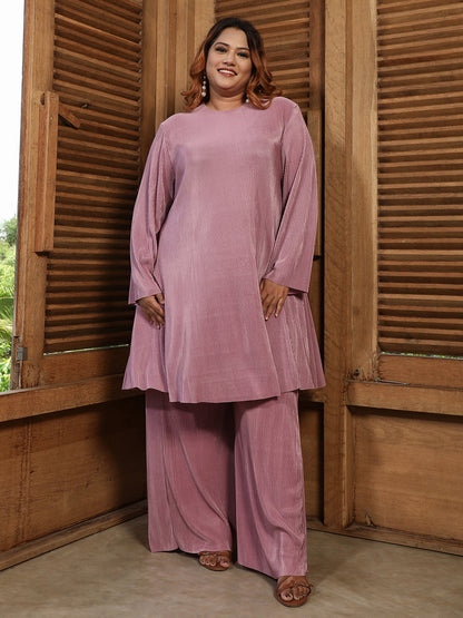 Solid Pleated Kurta Set