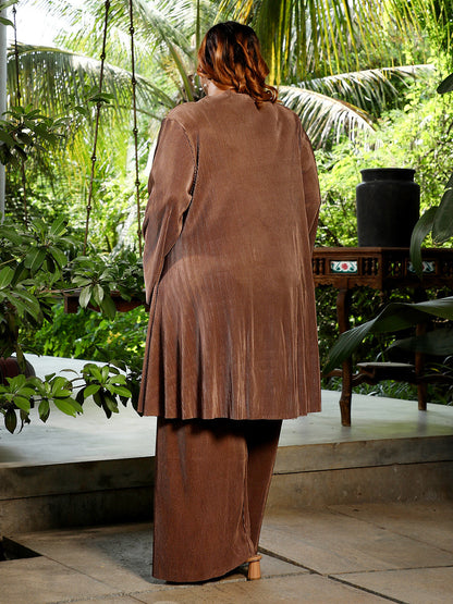 Solid Pleated Kurta Set