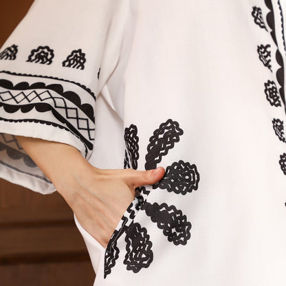 Indie Flora Lined-Imprint Kurta Set