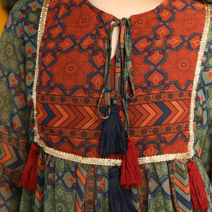 Geometric Block Kurta With Trousers
