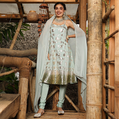 Floral Zari Anarkali Set