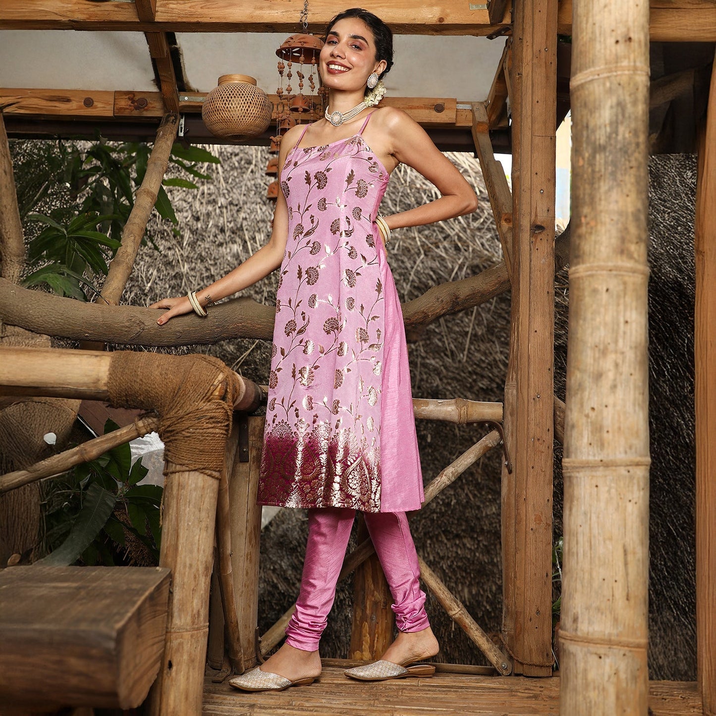 Floral Zari Anarkali Set