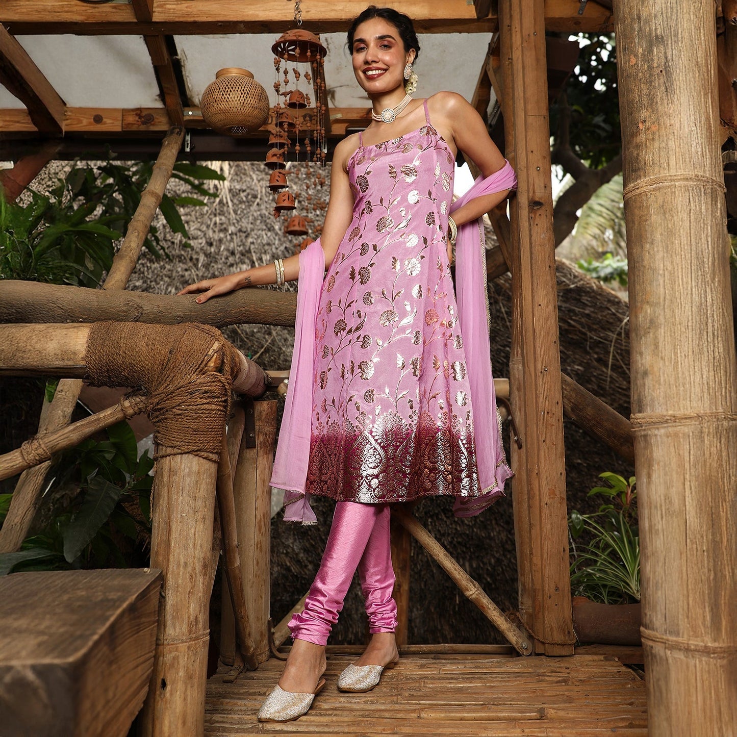 Floral Zari Anarkali Set