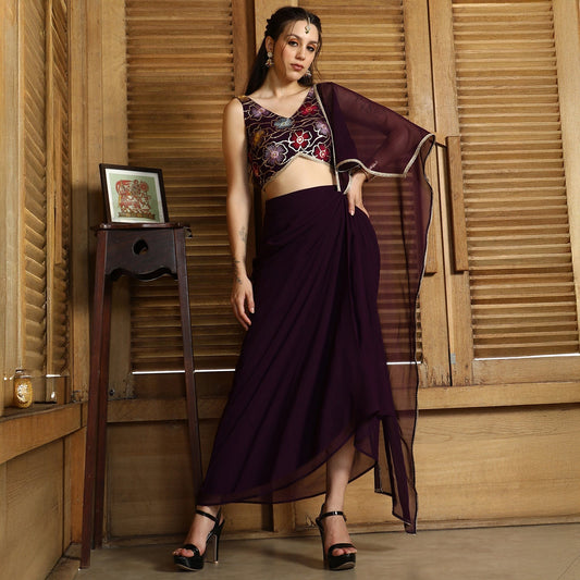 Periwinkle Pre-Draped Saree