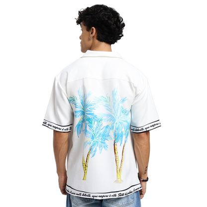Liberta Racer Printed White Shirt
