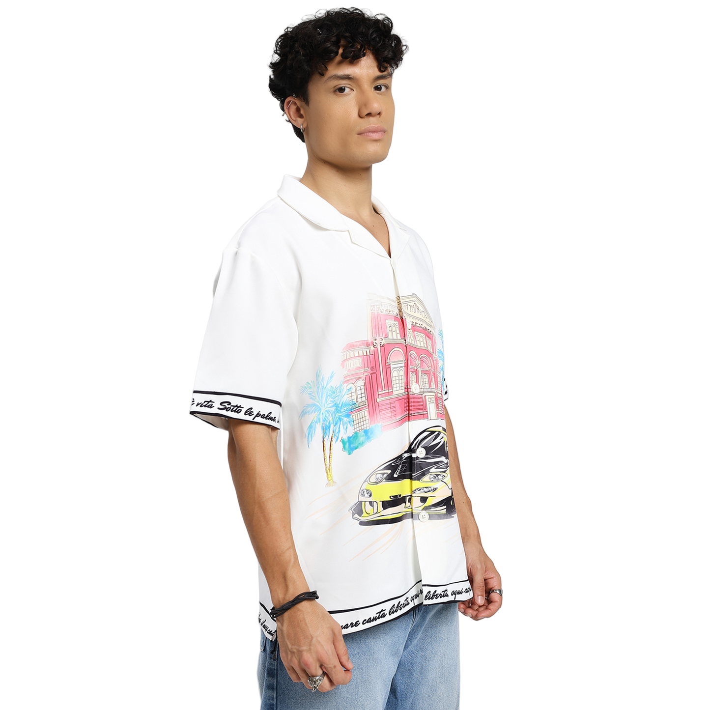Liberta Racer Printed White Shirt