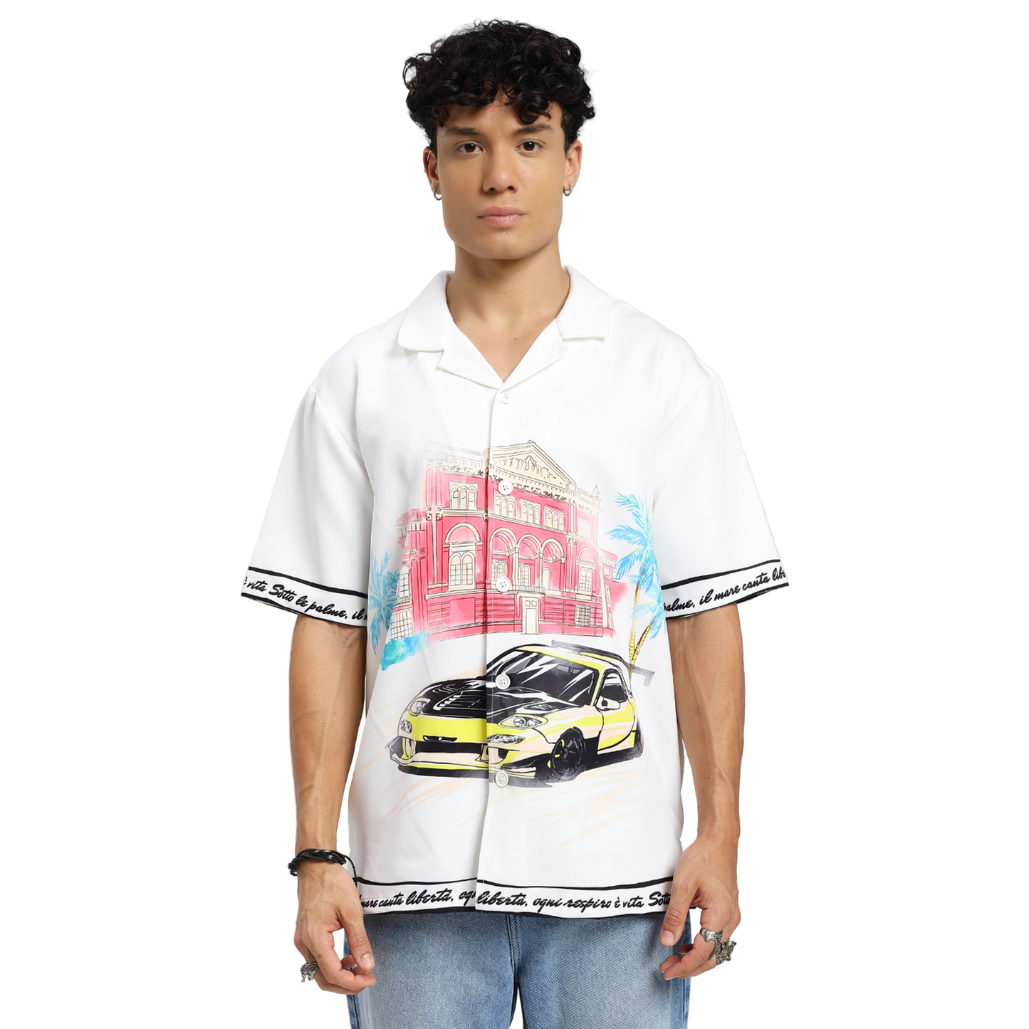 Liberta Racer Printed White Shirt