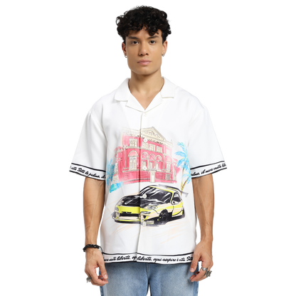Liberta Racer Printed White Shirt