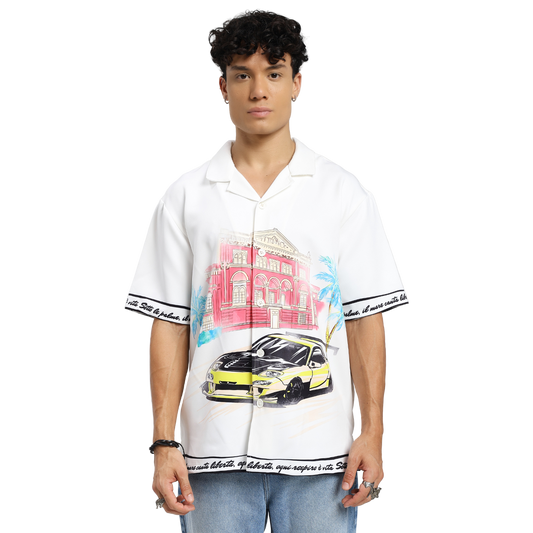 Liberta Racer Printed White Shirt