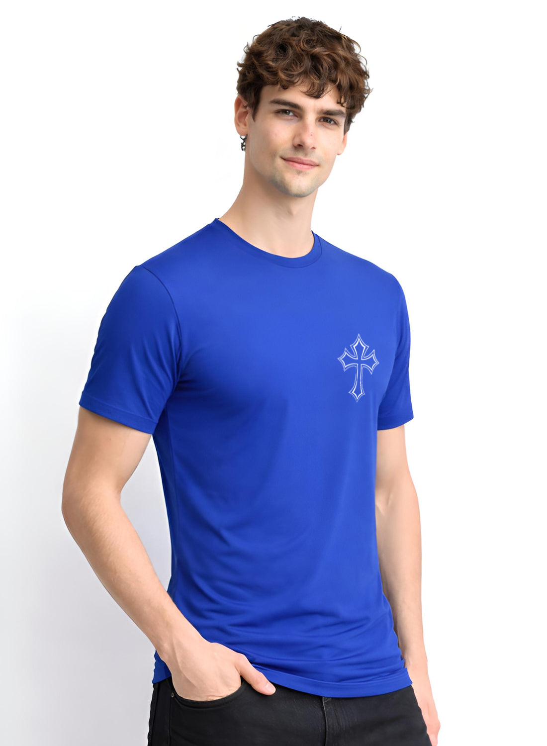 Adro Mens Cross Printed T-Shirt | Minimal Chest Graphic Cotton Casual Tshirt | Trendy Stylish Comfortable Regular Fit T shirt for Men