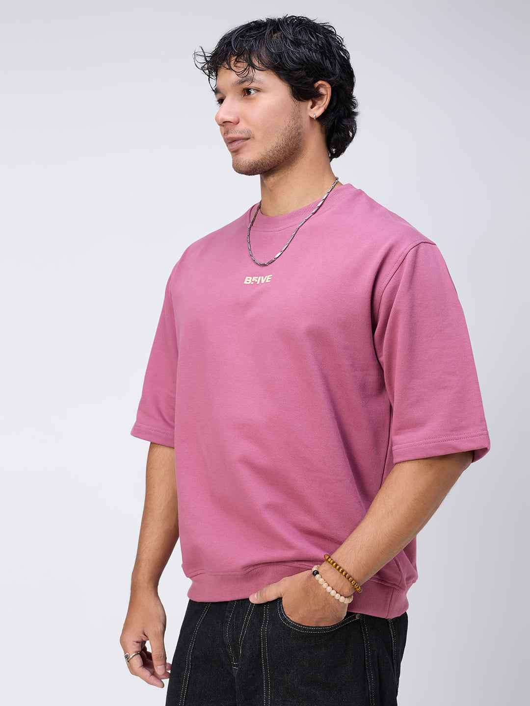Blush Ribbed Men's Oversized T-shirt B5IVE