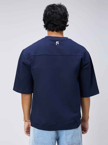 Blue Ribbed Men's Oversized T-shirt B5IVE