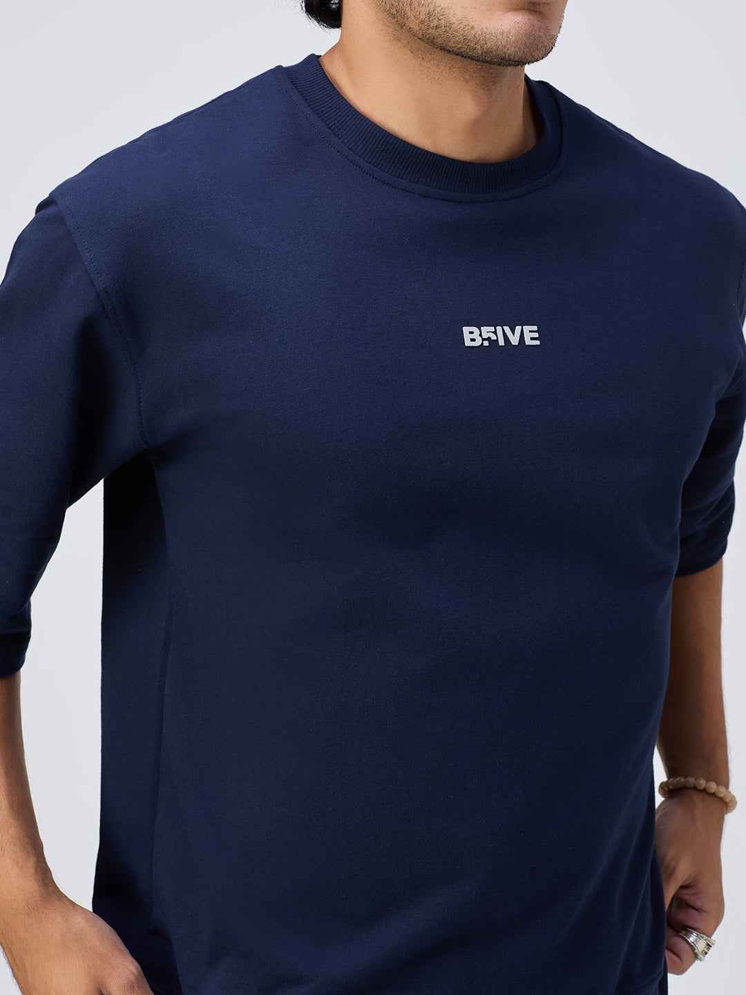 Blue Ribbed Men's Oversized T-shirt B5IVE