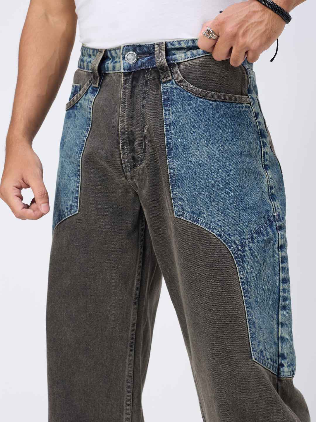 Men's Dual Panel Mix Match Straight Fit Jeans B5IVE