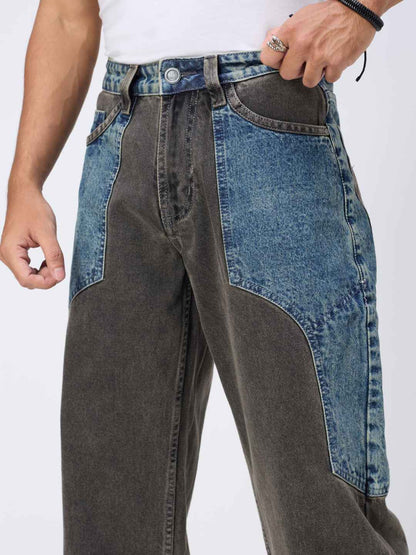 Men's Dual Panel Mix Match Straight Fit Jeans B5IVE