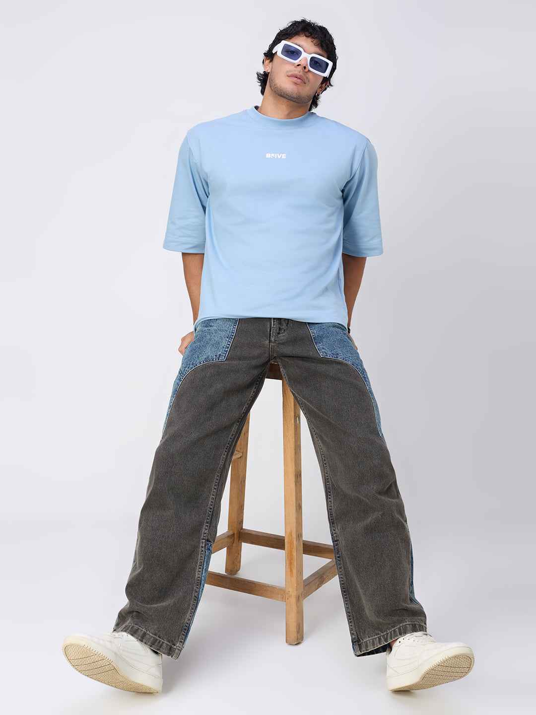 Men's Dual Panel Mix Match Straight Fit Jeans B5IVE