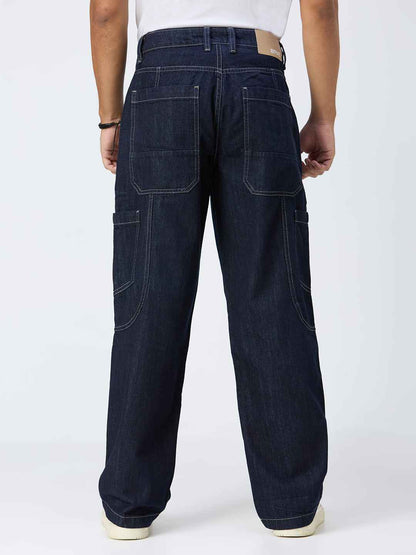 Men's Raw Contrast Stitch Straight Fit Jeans B5IVE