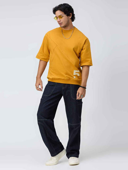Men's Raw Contrast Stitch Straight Fit Jeans B5IVE