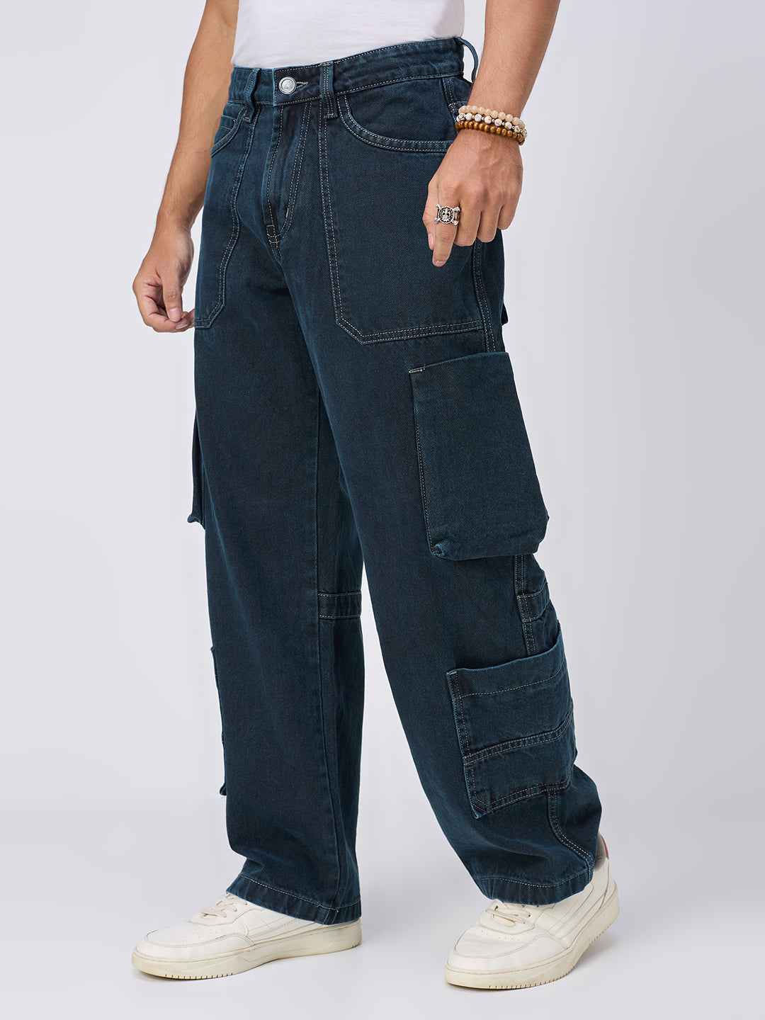 Men's Midnight Indigo Cargo Straight Fit Jeans B5IVE