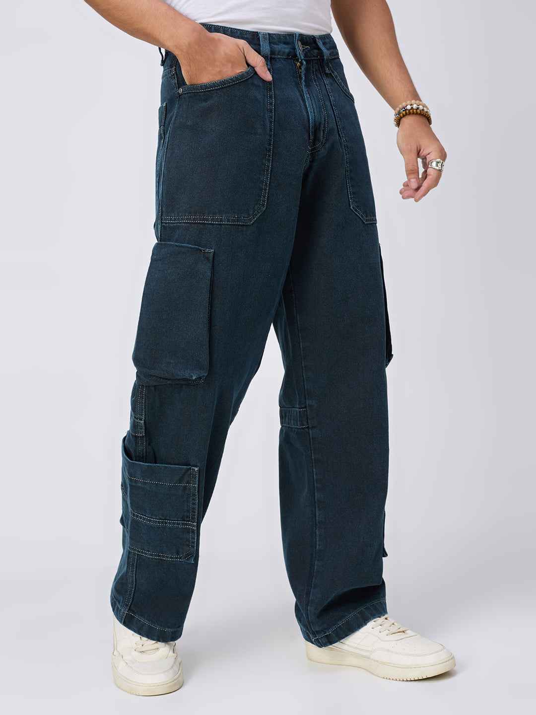 Men's Midnight Indigo Cargo Straight Fit Jeans B5IVE