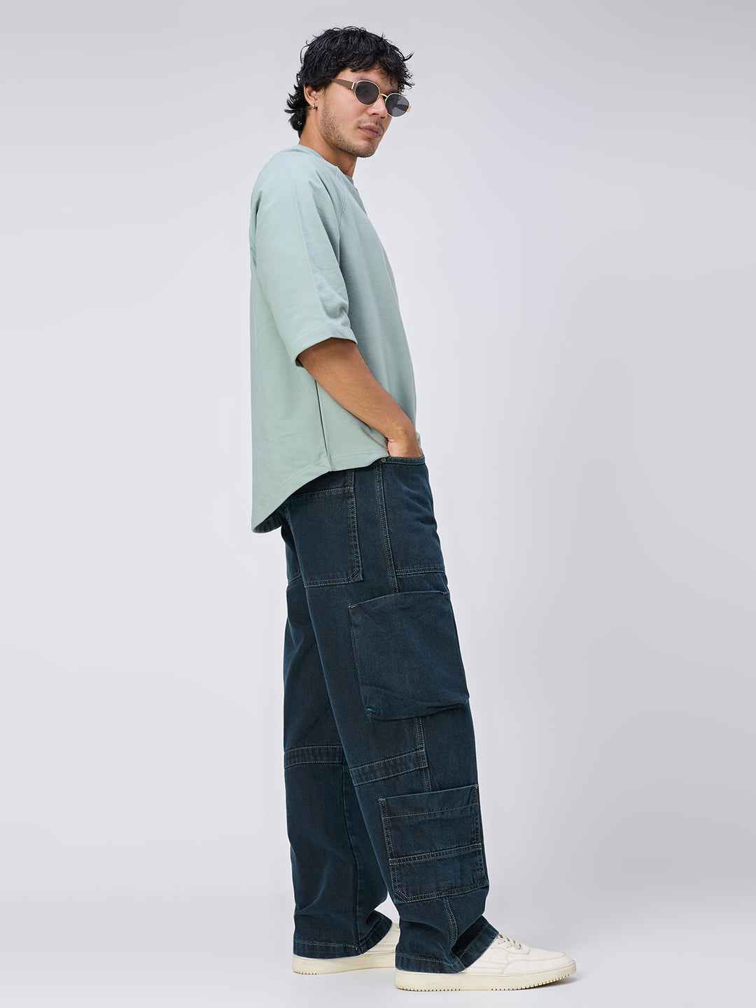 Men's Midnight Indigo Cargo Straight Fit Jeans B5IVE