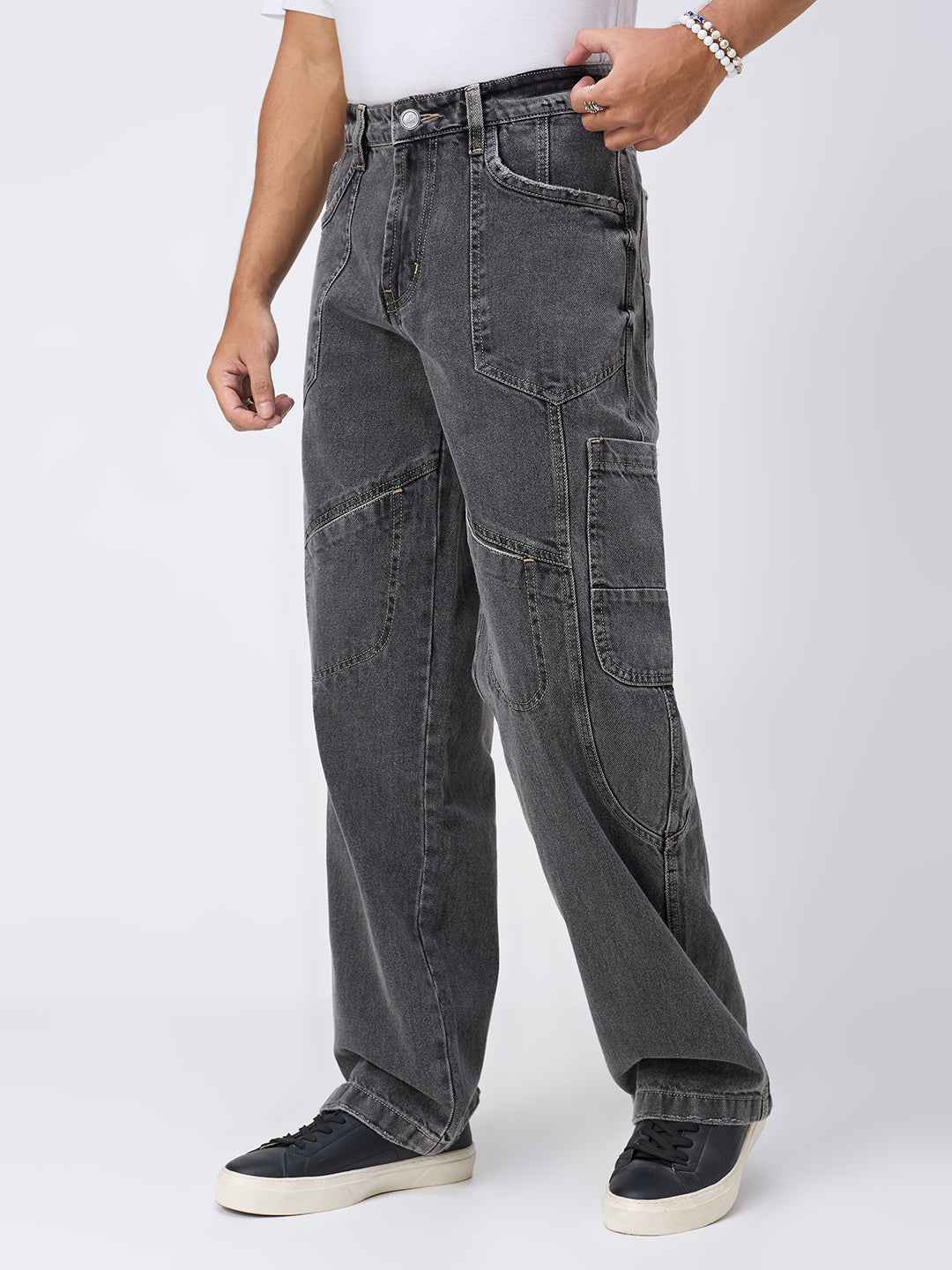 Men's Phantom Black Straight Fit Jeans B5IVE