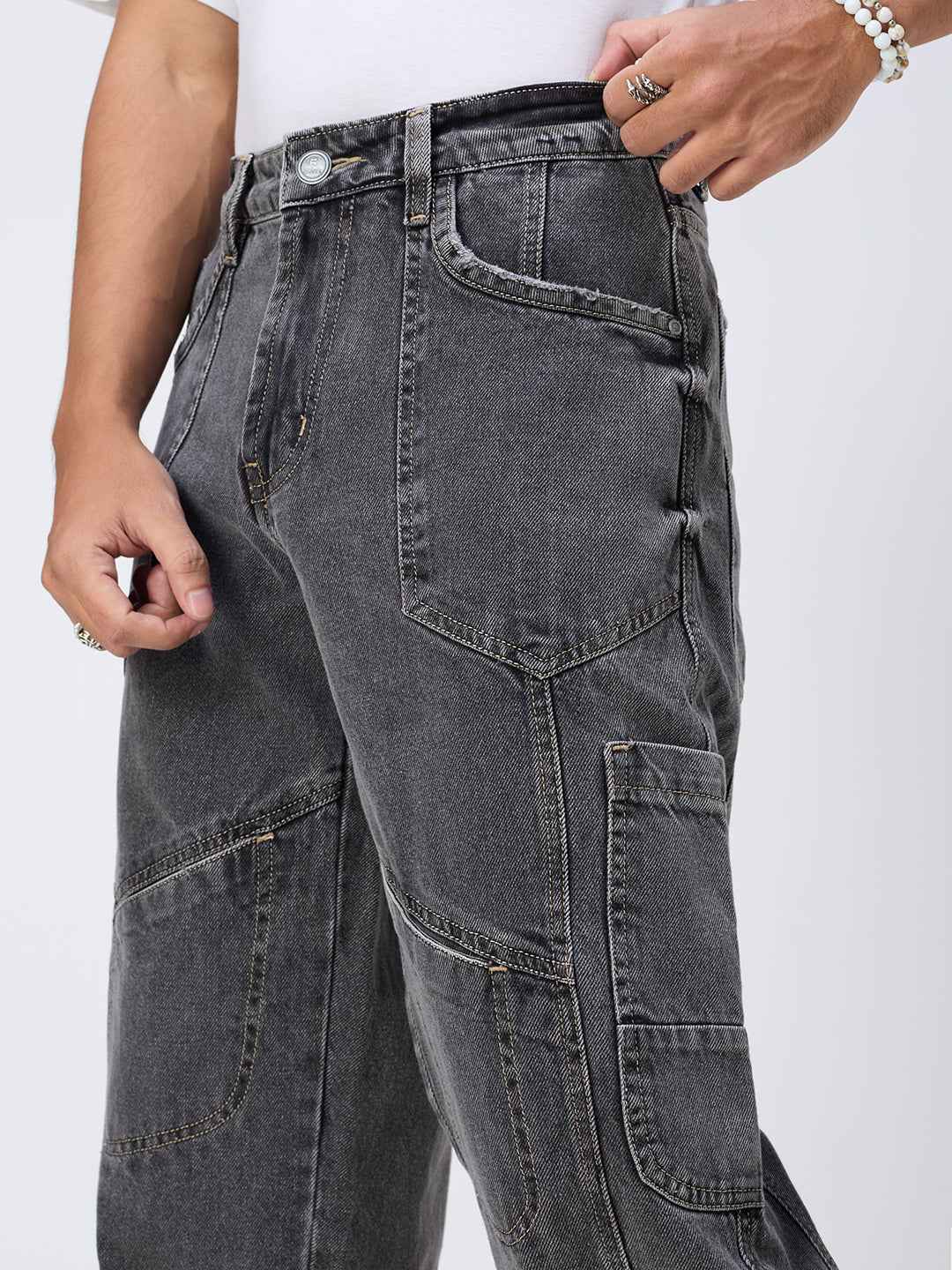 Men's Phantom Black Straight Fit Jeans B5IVE