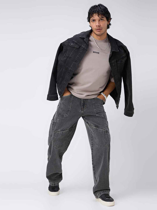 Men's Phantom Black Straight Fit Jeans B5IVE
