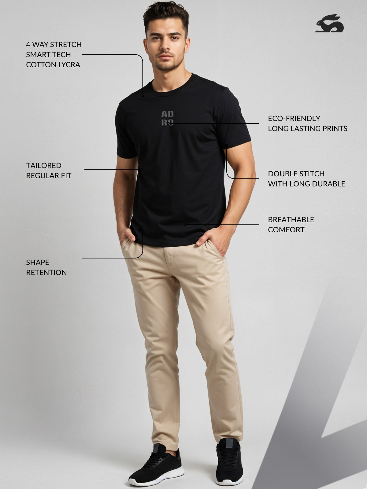 Cotton Lycra Half Sleeve Round Neck Logo Tee