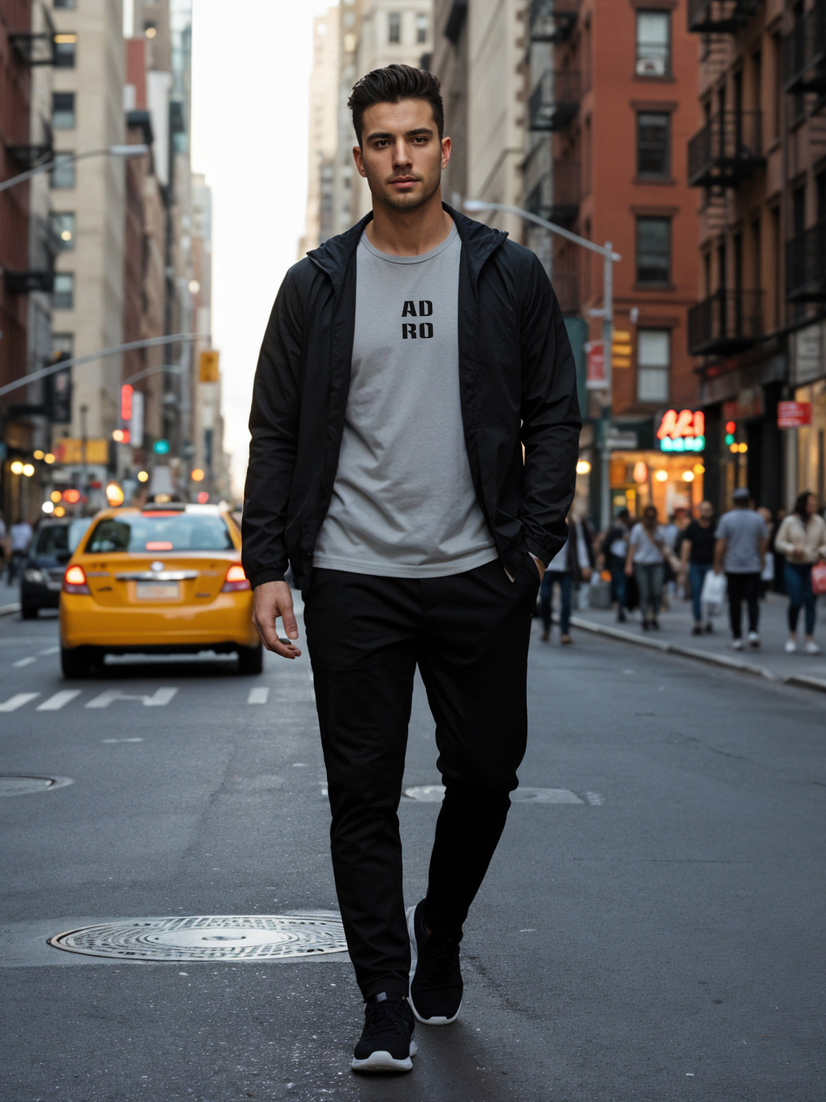 Adro Men’s ReCotton Lycra Half Sleeve Round Neck Logo Tee