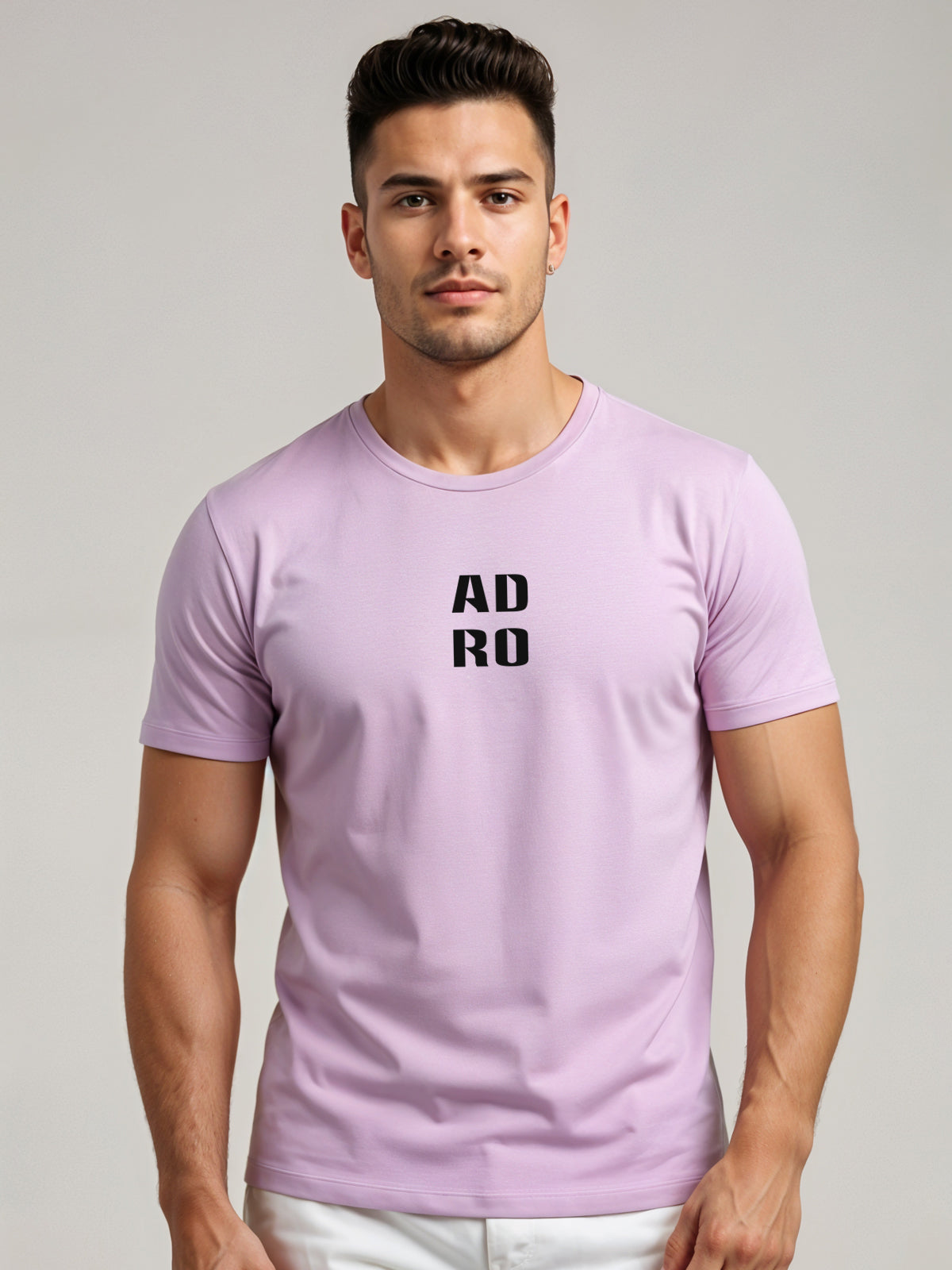 Adro Men’s ReCotton Lycra Half Sleeve Round Neck Logo Tee