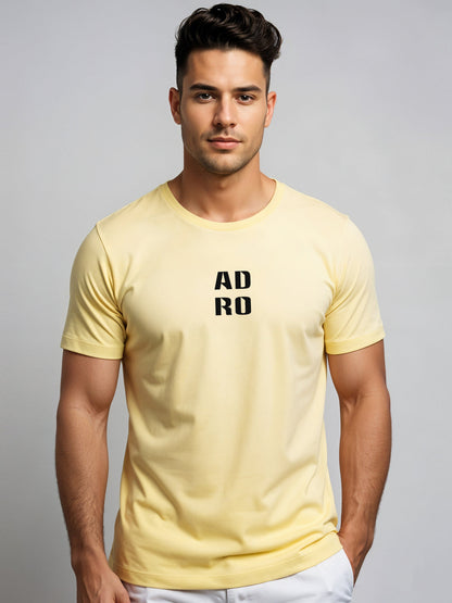 Adro Men’s ReCotton Lycra Half Sleeve Round Neck Logo Tee