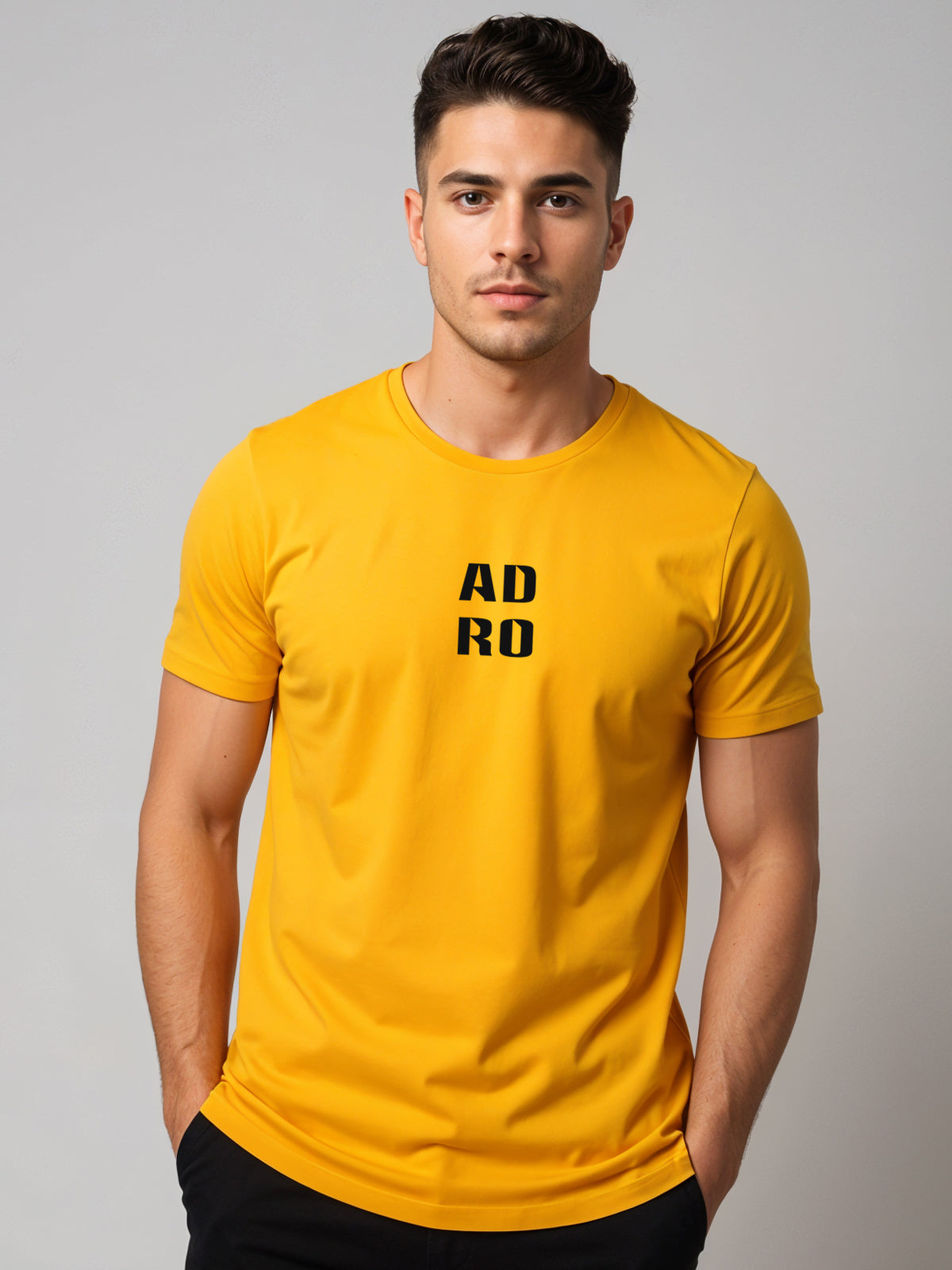Cotton Lycra Half Sleeve Round Neck Logo Tee